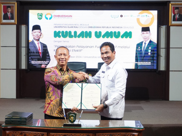 Ombudsman RI Teken MoU dengan Universitas Islam Riau: Wujudkan Pelayanan Publik Inklusif.